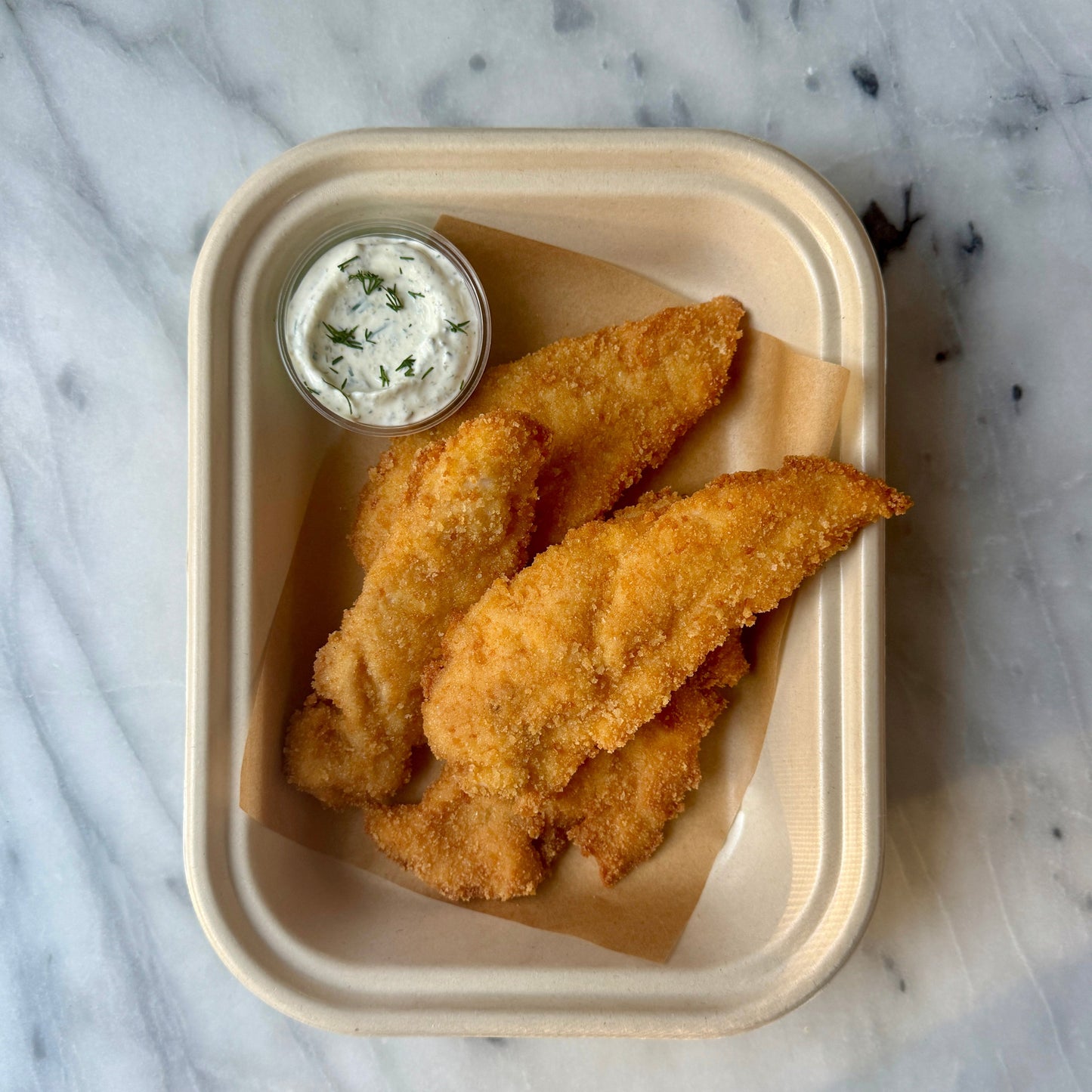 Homemade Chicken Tenders w. Yogurt Ranch Dip* serves 2-4