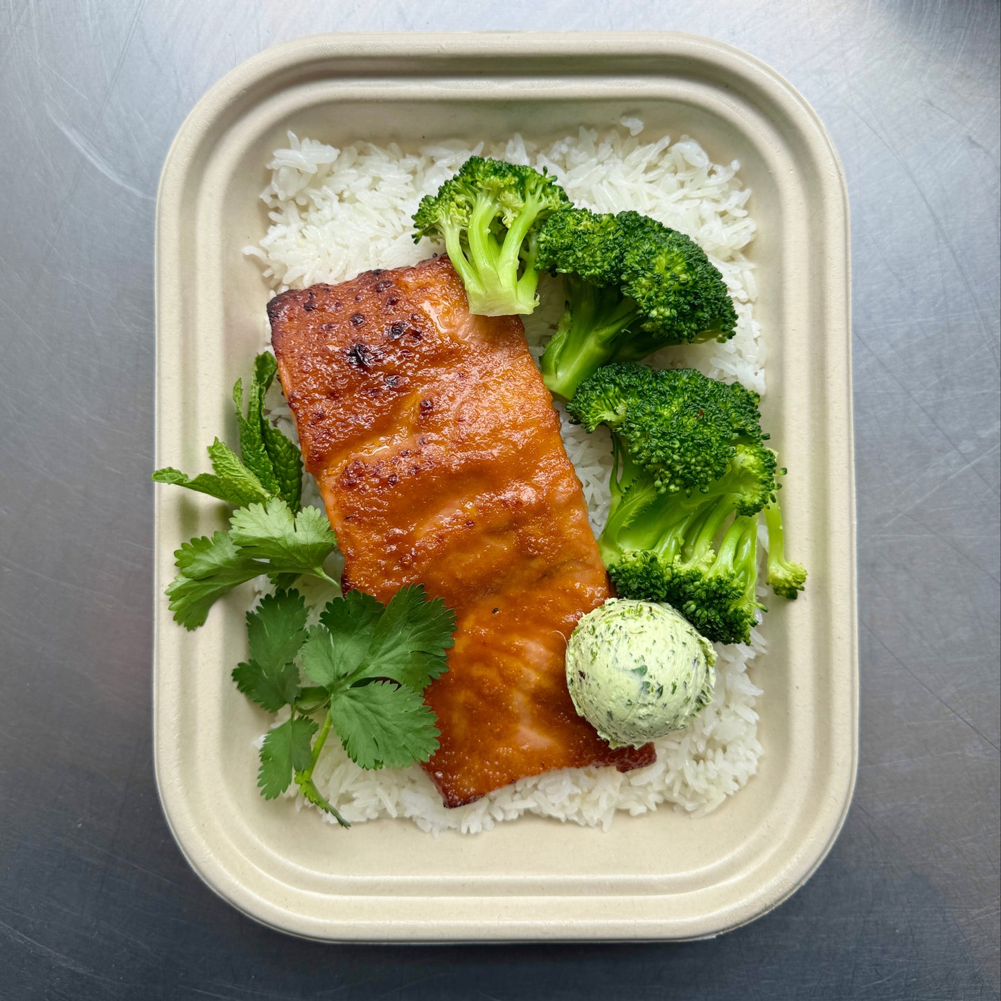 "Clean & Simple" Salmon + Rice + Veggies + Chili Lime Butter (GF / serves 2-3)*