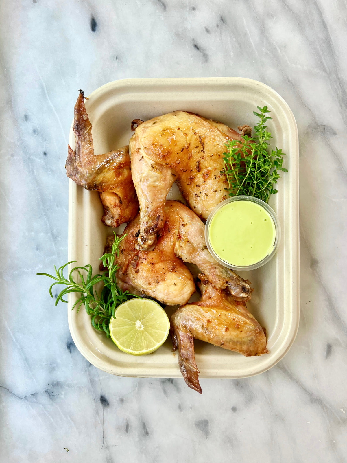 Half a Roasted Chicken w. "The Green Sauce" / GF & DF