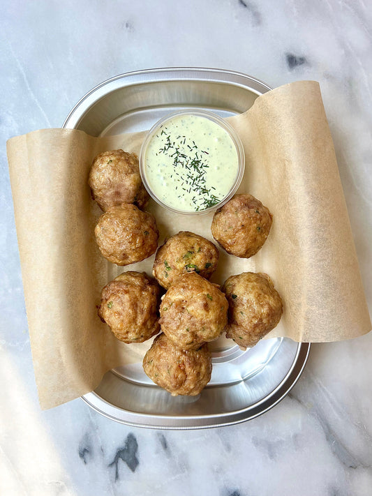 Chicken Meatballs w. Yogurt Ranch Sauce - Kid Friendly! *