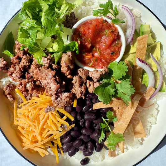 CHICKEN Tinga Taco Bowls w/  Freshly Fried Tortillas/ GF - Serves 4*