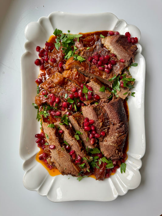 Brisket with Tomatoes, Dates & Pomegranate (serves 4) (GF & DF) RH