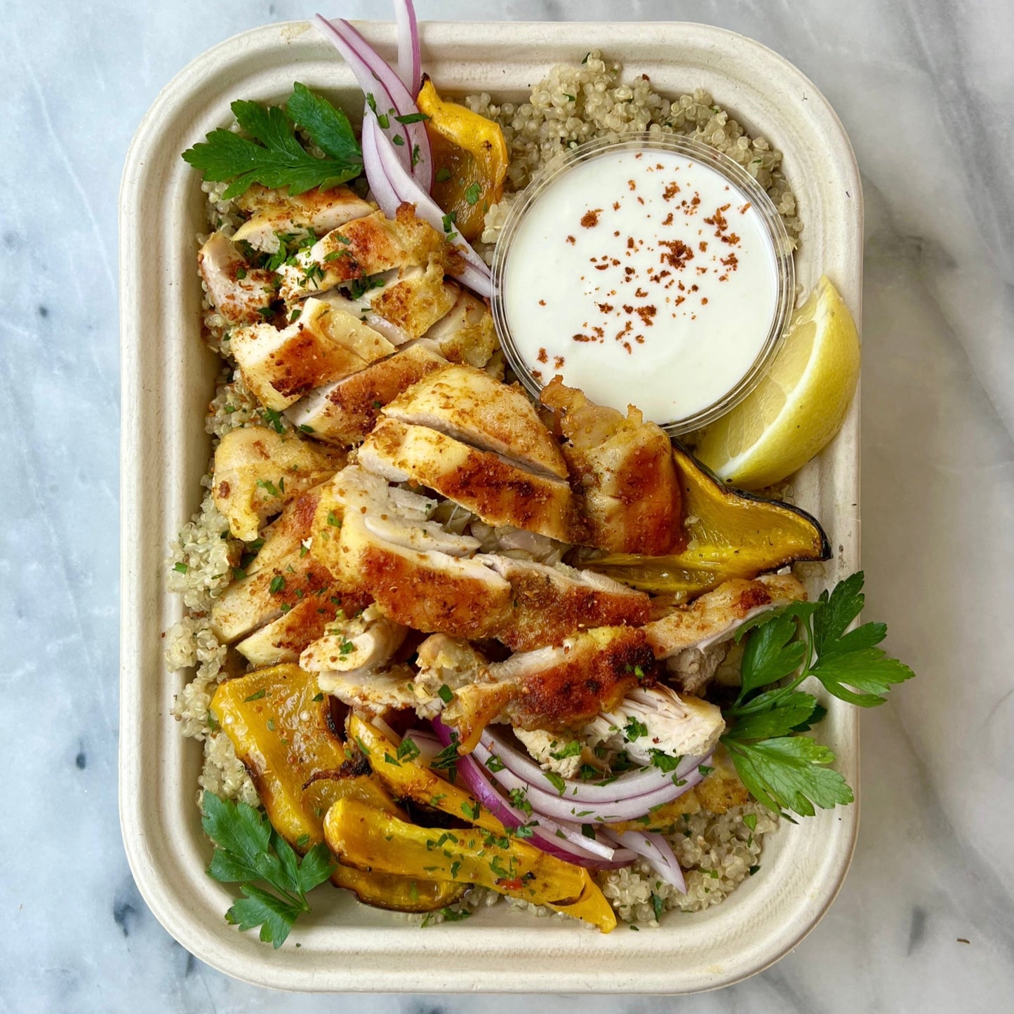 VEGGIE ONLY Gyro Bowls w. Greek Salad & Tzatziki - serves 3-4
