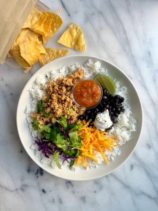 CHICKEN Taco Bowls w/ Homemade Salsa & Freshly Fried Tortillas/ GF - Serves 4*