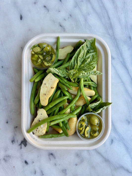String Beans & Fingerling Potatoes w. Olive Pesto / GF & Vegan / Catering