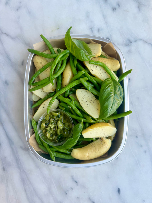 String Beans & Fingerling Potatoes w. Olive Pesto (GF & Vegan) / Catering
