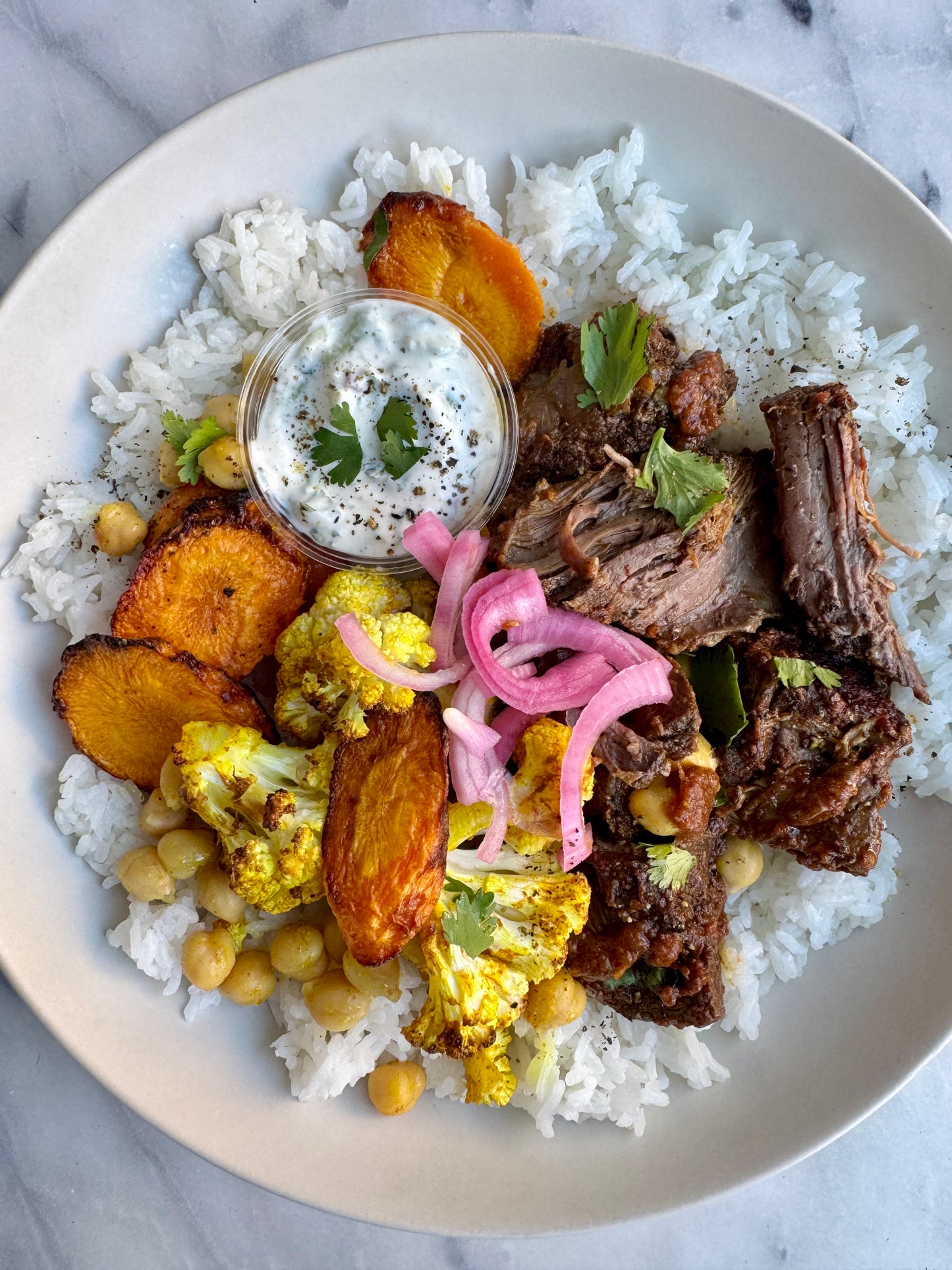 NEW! Slow-Cooked Spiced Beef w. Cucumber Raita / GF - serves 4