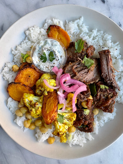 NEW! Slow-Cooked Spiced Beef w. Cucumber Raita / GF - serves 4