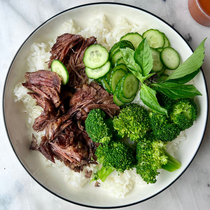 Korean-ish Beef Rice Bowls w. Cucumber Salad/ GF & DF - serves 4