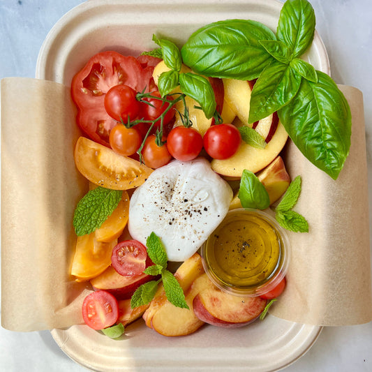 Peach Caprese Salad with Burrata - serves 2-4