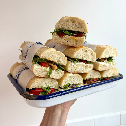 Roasted Vegetable & Goat Cheese Sandwich / Pool & Beach