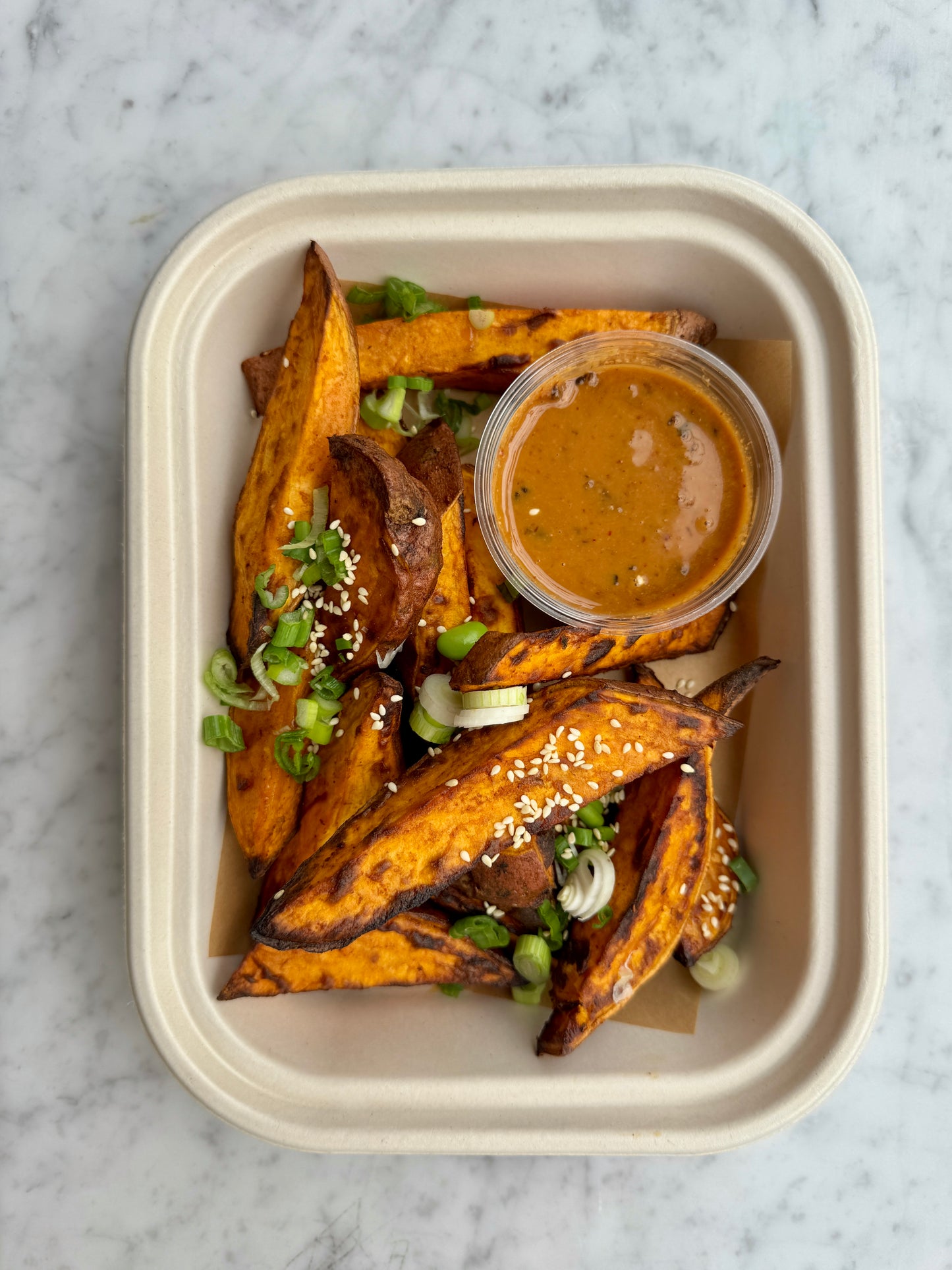 Roasted Sweet Potatoes w. Chili Crisp Dip/ GF & DF - serves 2-4*